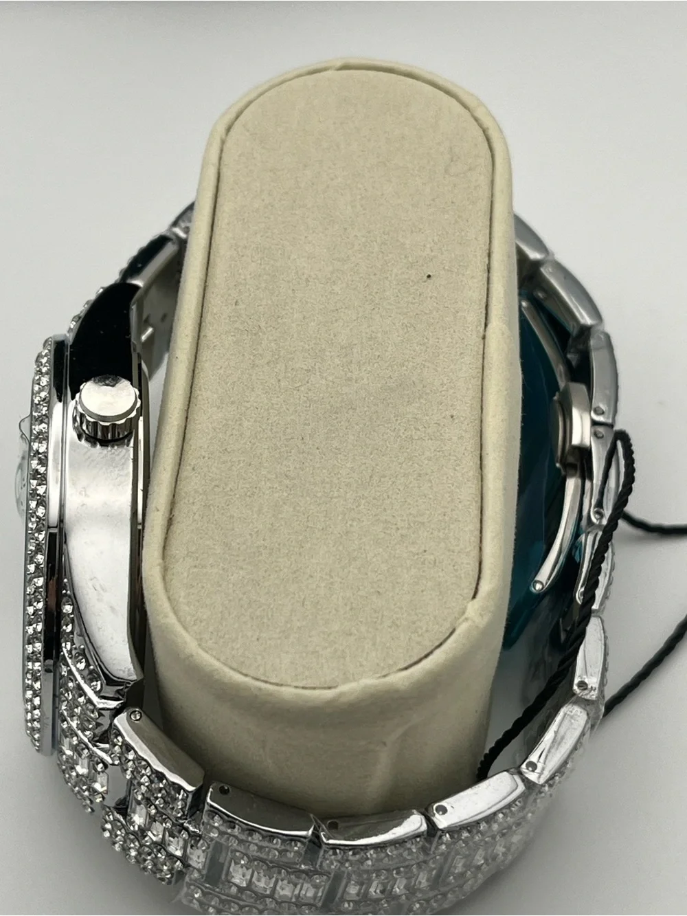 Silver Crystal Pavé Men's Watch with Multicolor Hour Markers